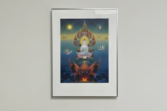 Inlijsting van Thais Boeddha-kunstwerk in strak zilveren frame