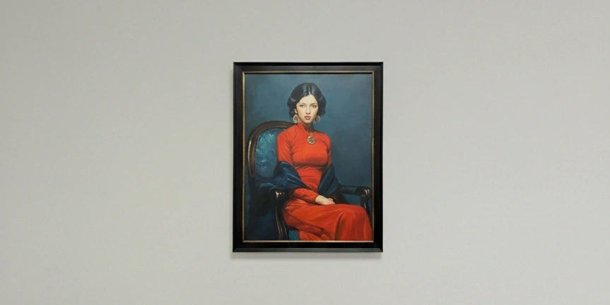 Klassiek olieverfportret – Tijdloze omlijsting in zwart en goud